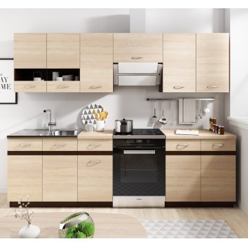 Keukenblok VALERIA 240 cm bruin/sonoma eiken