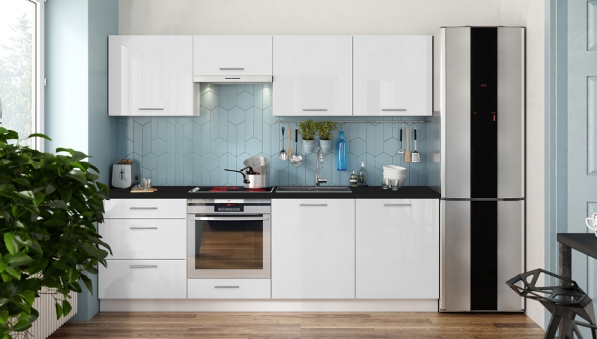 Keukeninrichting CELESTE 240 cm glanzend wit