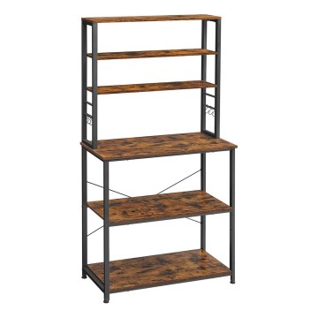 Keukenrek met planken MARGE bruin/zwart