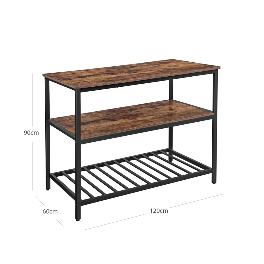 Keukenrek met planken MARGE bruin/zwart
