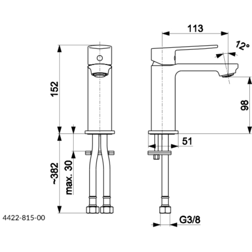 KFA Armatura 4422-815-00 - Kraan voor wastafel + afval met overloop AGAT 15,2 cm glanzend chroom
