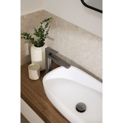 KFA Armatura 4522-712-61 - Wastafelmengkraan + afvoer MALAGA 30,3 cm metallic grijs