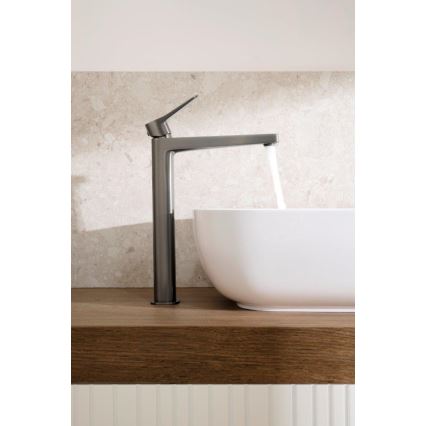 KFA Armatura 4522-712-61 - Wastafelmengkraan + afvoer MALAGA 30,3 cm metallic grijs