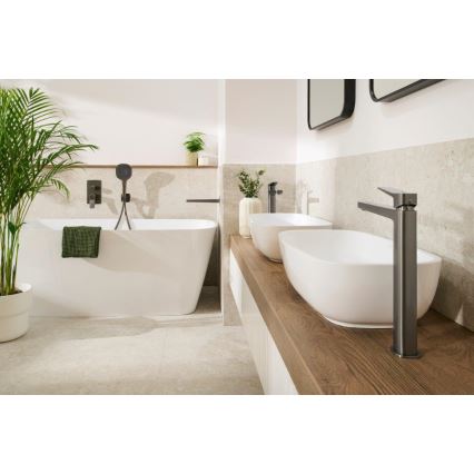 KFA Armatura 4522-712-61 - Wastafelmengkraan + afvoer MALAGA 30,3 cm metallic grijs