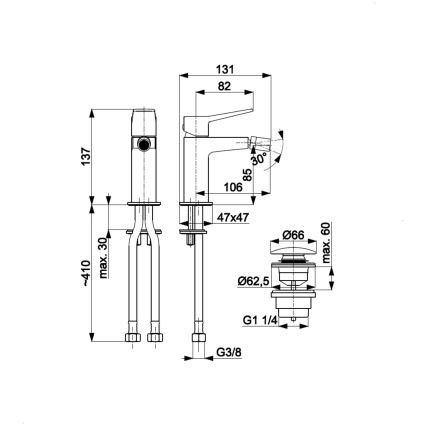 KFA Armatura 4527-015-00 - Bidetkraan + afvoer MALAGA glanzend chroom