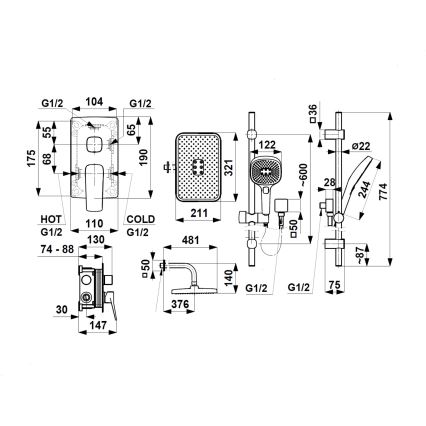 KFA Armatura 4529-301-44 - Doucheset met inbouwmengkraan MALAGA wit