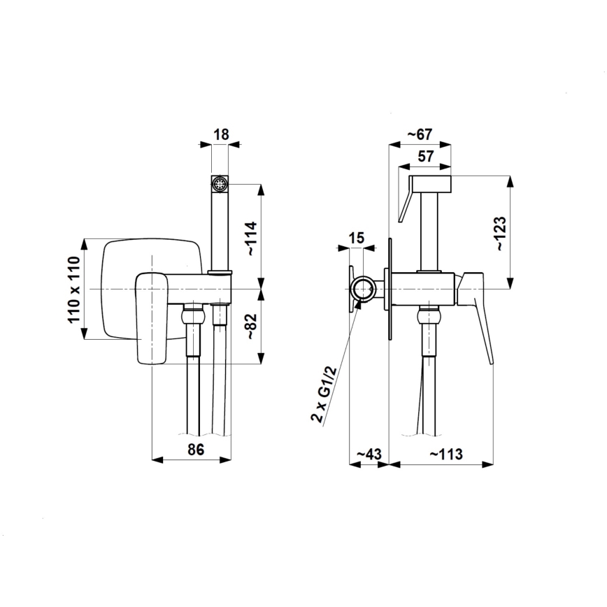 KFA Armatura 4529-512-81 - Bidetkraan met handdouche voor inbouwinstallatie MALAGA zwart
