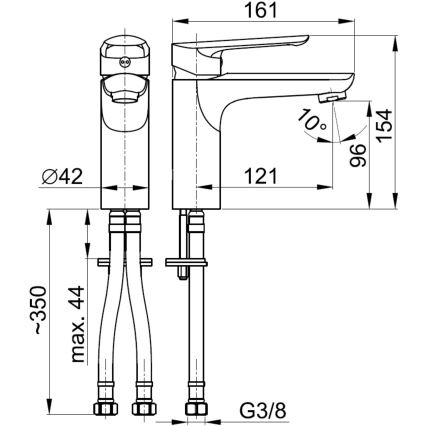 KFA Armatura 5022-815-00 - Kraan voor wastafel + afval met overloop TANZANIT 15,4 cm glanzend chroom