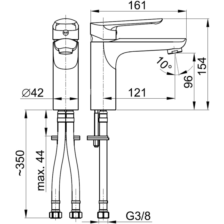 KFA Armatura 5022-815-00 - Kraan voor wastafel + afval met overloop TANZANIT 15,4 cm glanzend chroom