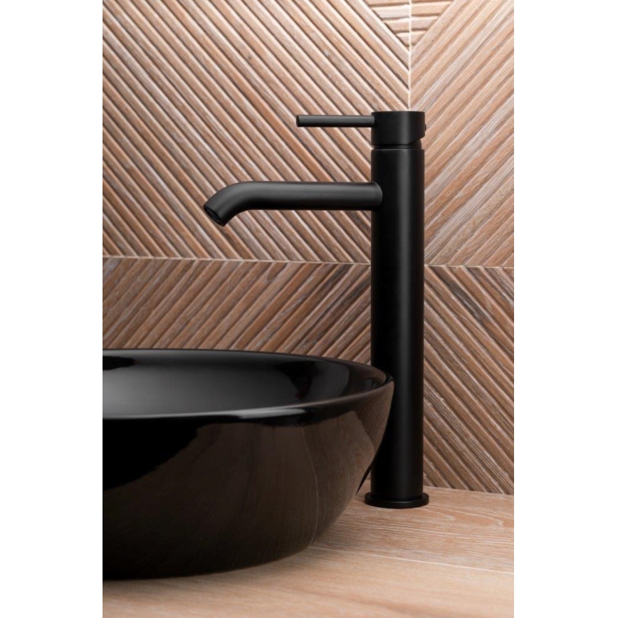 KFA Armatura 5032-612-81 - Kraan voor wastafel + afval met overloop MOZA 33 cm mat zwart