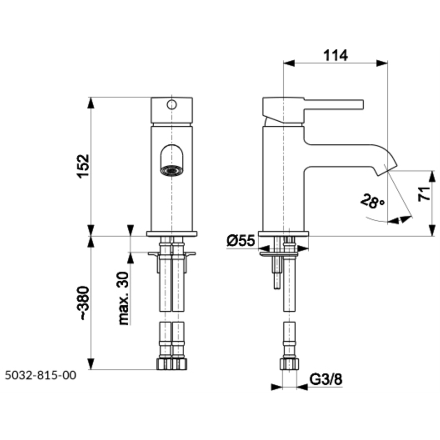 KFA Armatura 5032-815-00 - Kraan voor wastafel + afval met overloop MOZA 15,2 cm glanzend chroom
