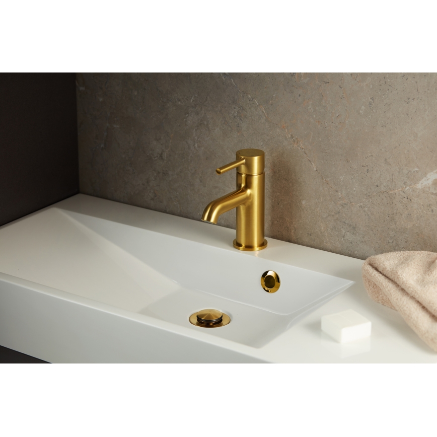KFA Armatura 5032-815-31 - Kraan voor wastafel + afval met overloop MOZA 15,2 cm Grond goud