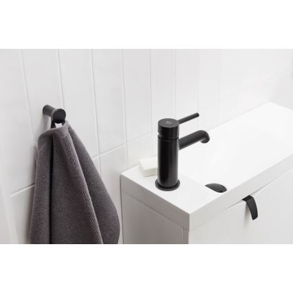 KFA Armatura 5032-815-81 - Kraan voor wastafel + afval met overloop MOZA 15,2 cm mat zwart