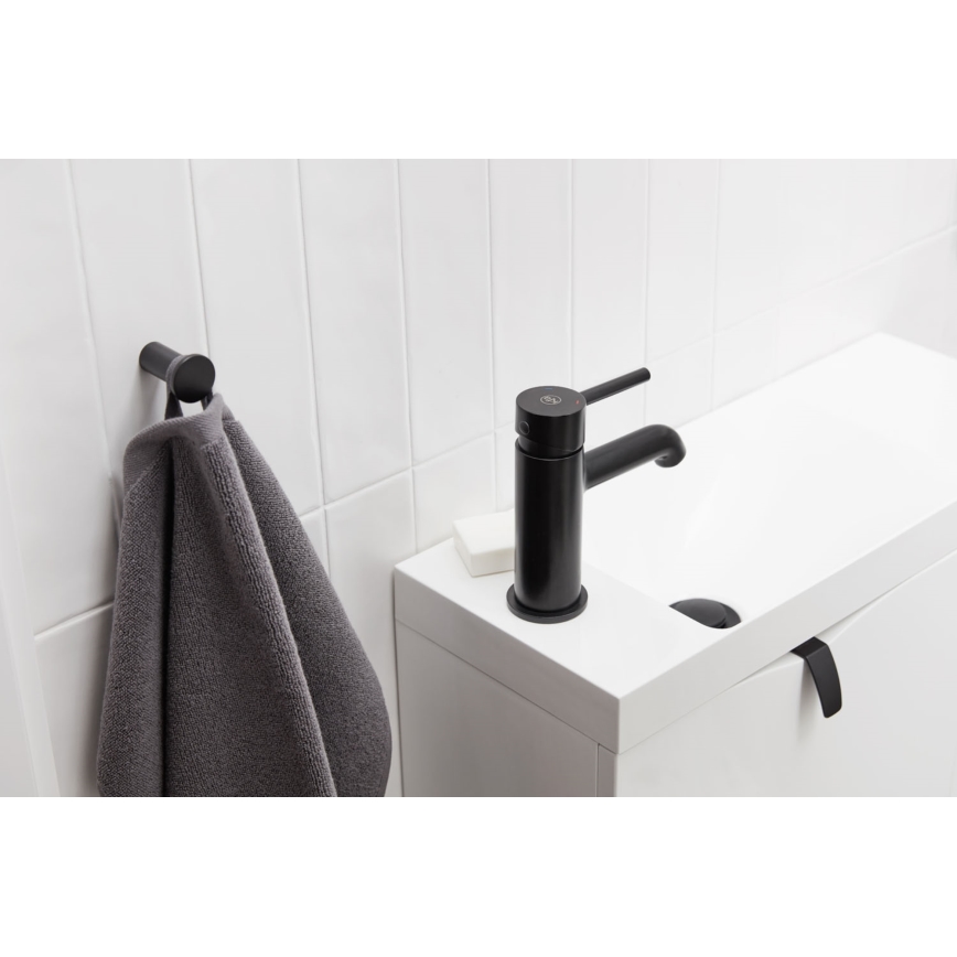 KFA Armatura 5032-815-81 - Kraan voor wastafel + afval met overloop MOZA 15,2 cm mat zwart