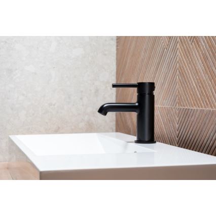 KFA Armatura 5032-815-81 - Kraan voor wastafel + afval met overloop MOZA 15,2 cm mat zwart