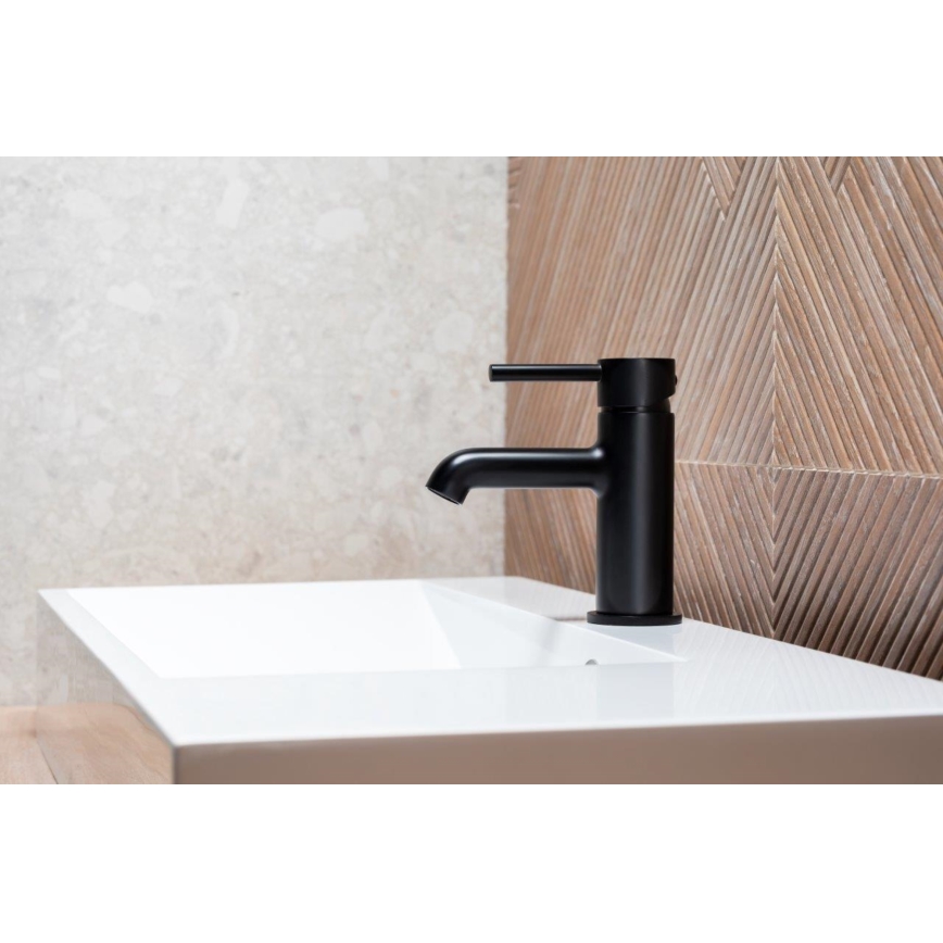 KFA Armatura 5032-815-81 - Kraan voor wastafel + afval met overloop MOZA 15,2 cm mat zwart