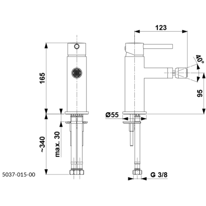 KFA Armatura 5037-015-81 - Bidet kraan + afval met overloop MOZA mat zwart