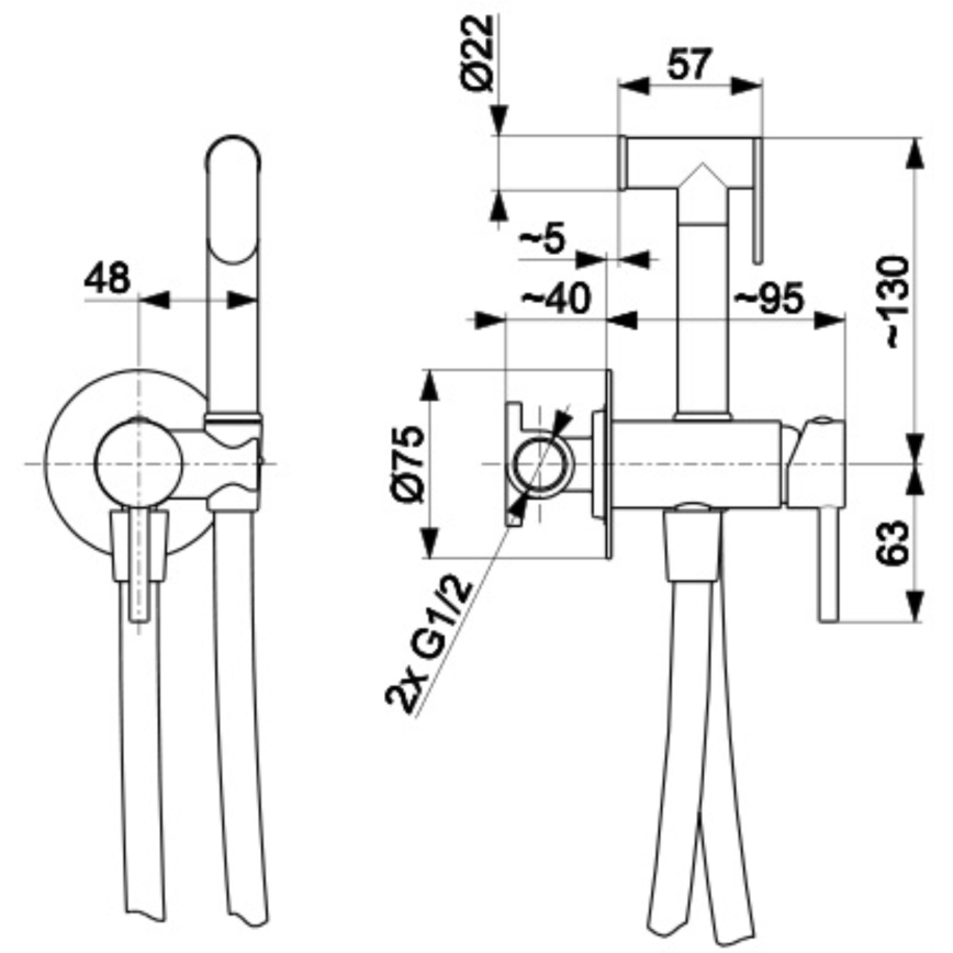 KFA Armatura 5039-512-31 - Bidetkraan met douche voor inbouwmontage MOZA Grond goud