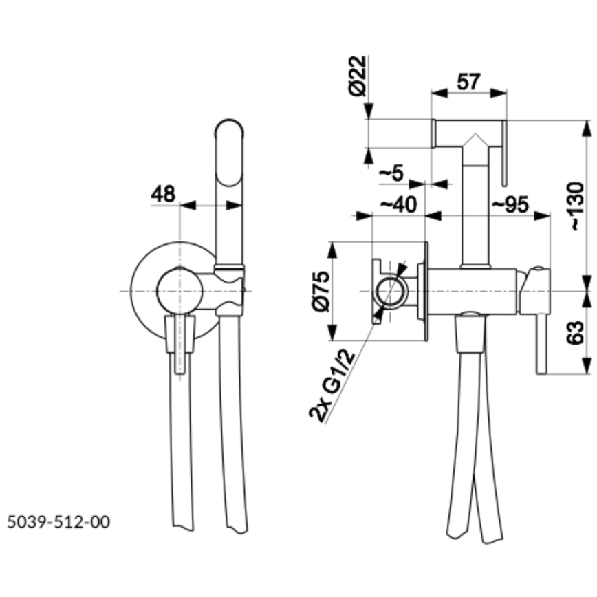KFA Armatura 5039-512-81 - Robinet de bidet avec douchette pour installation encastrée MOZA mat noir