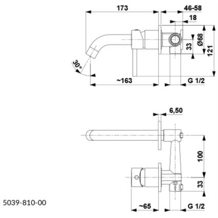 KFA Armatura 5039-810-81 - Robinet de lavabo pour installation encastrée MOZA mat noir