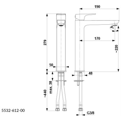 KFA Armatura 5532-612-00 - Kraan voor wastafel MOKAIT 27,9 cm glanzend chroom