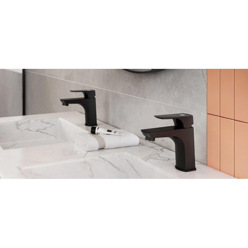 KFA Armatura 5532-815-81 - Kraan voor wastafel + afval met overloop MOKAIT 13,9 cm messing/mat zwart