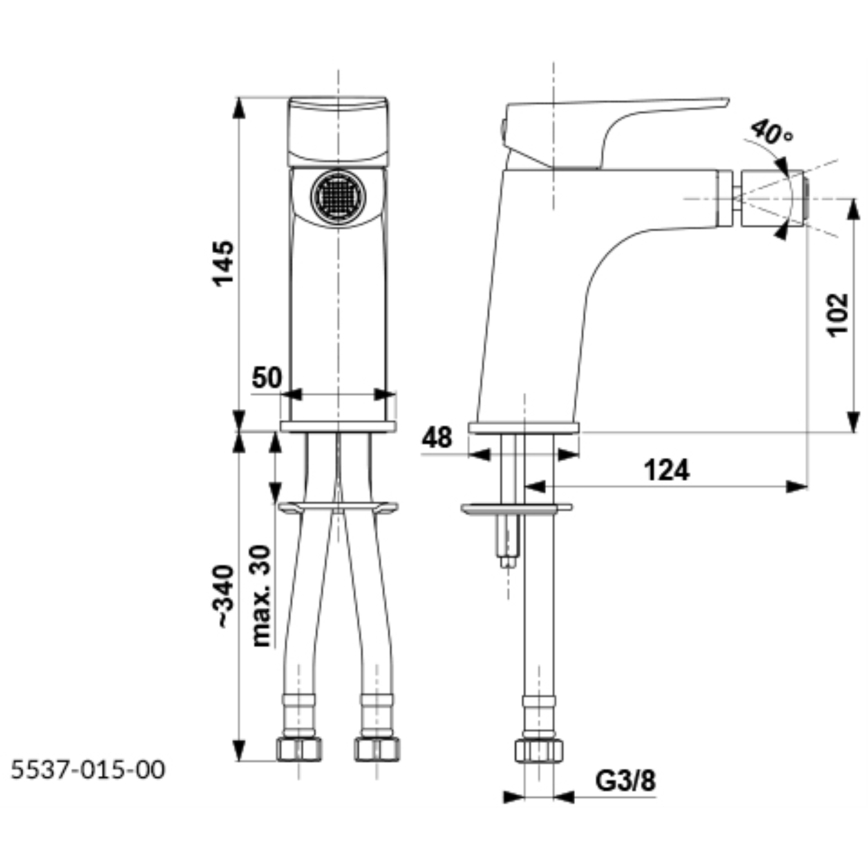 KFA Armatura 5537-015-81 - Bidet kraan + afval met overloop MOKAIT messing/mat zwart