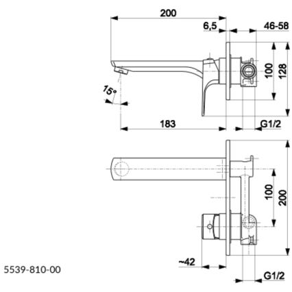 KFA Armatura 5539-810-00 - Wastafelkraan voor inbouwmontage MOKAIT glanzend chroom