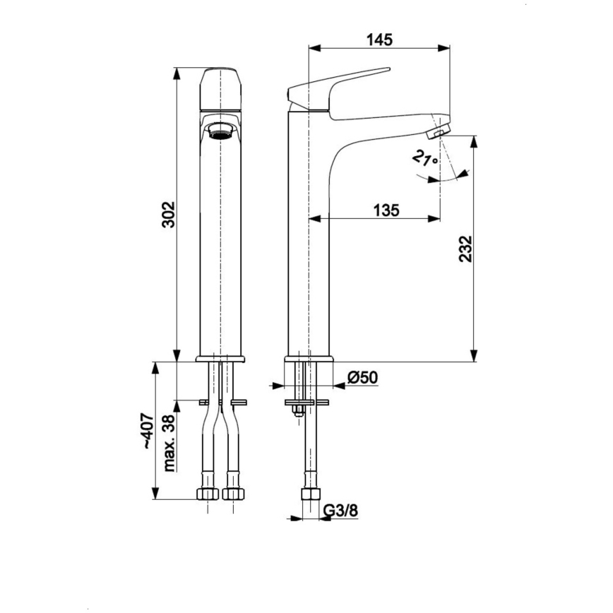 KFA Armatura 5552-712-00 - Kraan voor wastafel + afval met overloop OTAVA 30,2 cm glanzend chroom
