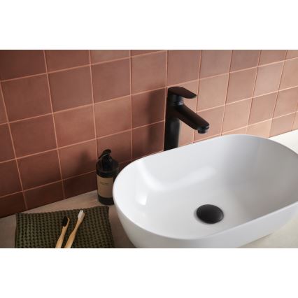 KFA Armatura 5552-712-81 - Kraan voor wastafel + afval met overloop OTAVA 30,2 cm mat zwart