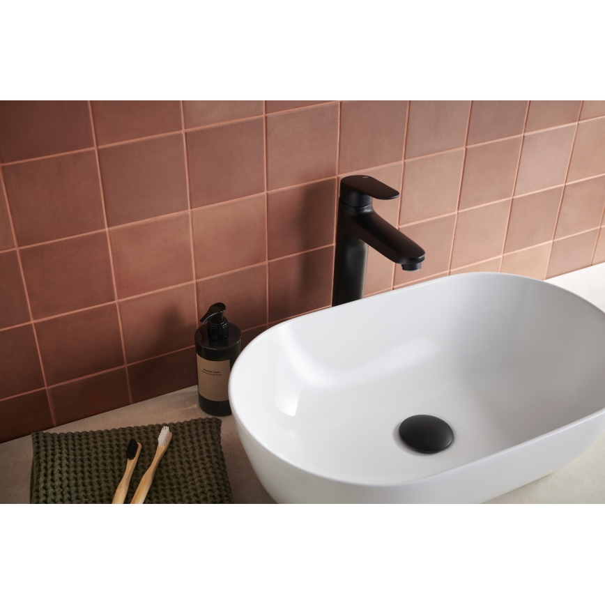 KFA Armatura 5552-712-81 - Kraan voor wastafel + afval met overloop OTAVA 30,2 cm mat zwart