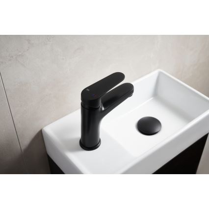 KFA Armatura 5552-815-81 - Kraan voor wastafel + afval met overloop OTAVA 15 cm mat zwart