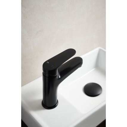 KFA Armatura 5552-815-81 - Kraan voor wastafel + afval met overloop OTAVA 15 cm mat zwart