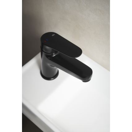 KFA Armatura 5552-815-81 - Kraan voor wastafel + afval met overloop OTAVA 15 cm mat zwart