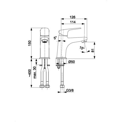 KFA Armatura 5552-815-81 - Kraan voor wastafel + afval met overloop OTAVA 15 cm mat zwart