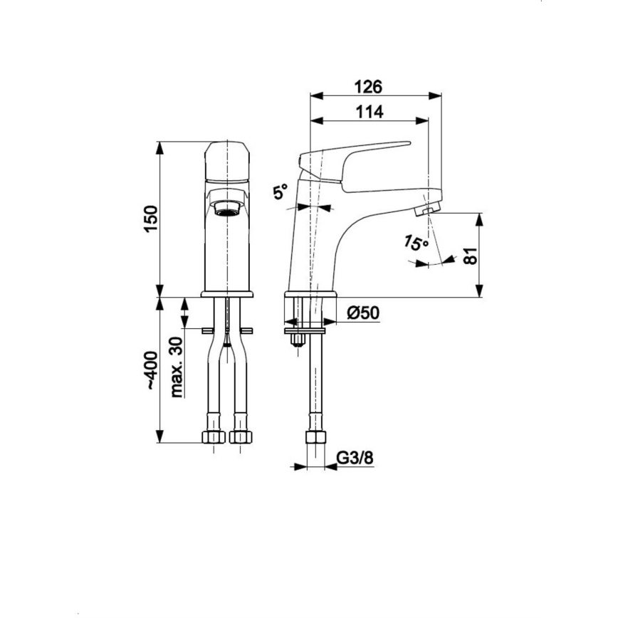 KFA Armatura 5552-815-81 - Kraan voor wastafel + afval met overloop OTAVA 15 cm mat zwart