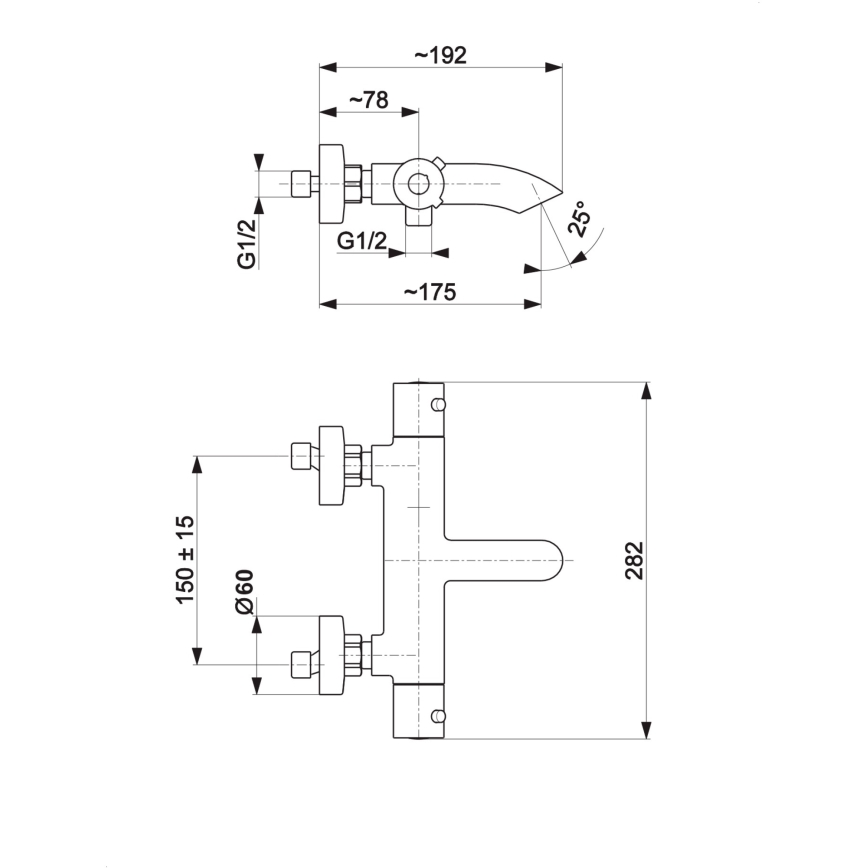 KFA Armatura 5734-010-00 - Thermostatisch badkraan MOZA glanzend chroom