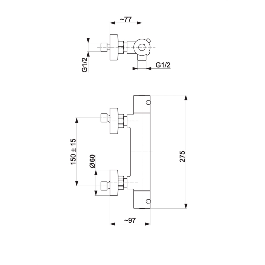 KFA Armatura 5736-010-81 - Thermostatische douchekraan MOZA mat zwart