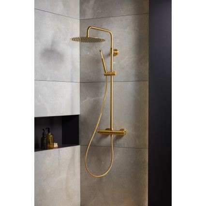 KFA Armatura 5736-920-31 - Douche set met thermostatische kraan MOZA geborsteld goud