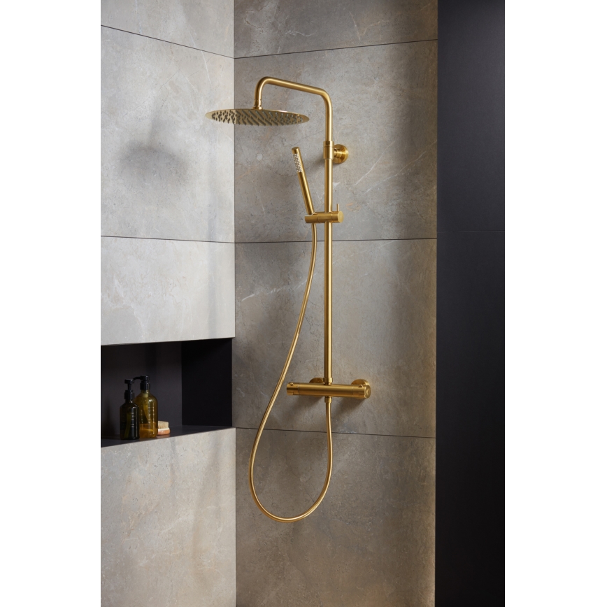 KFA Armatura 5736-920-31 - Douche set met thermostatische kraan MOZA geborsteld goud