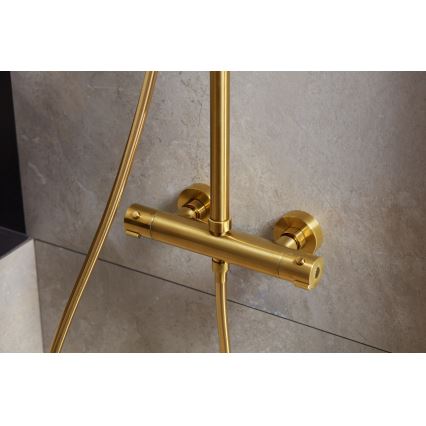 KFA Armatura 5736-920-31 - Douche set met thermostatische kraan MOZA geborsteld goud