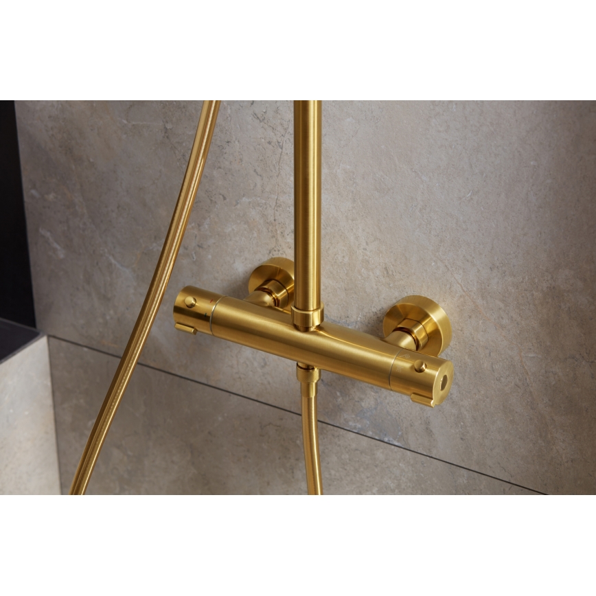 KFA Armatura 5736-920-31 - Douche set met thermostatische kraan MOZA geborsteld goud