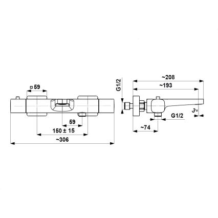KFA Armatura 5754-010-34 - Thermostatische badmengkraan MALAGA roségoud