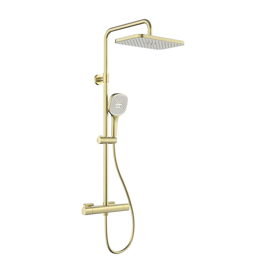 KFA Armatura 5756-910-31 - Doucheset met thermostatische mengkraan MALAGA, geborsteld goud