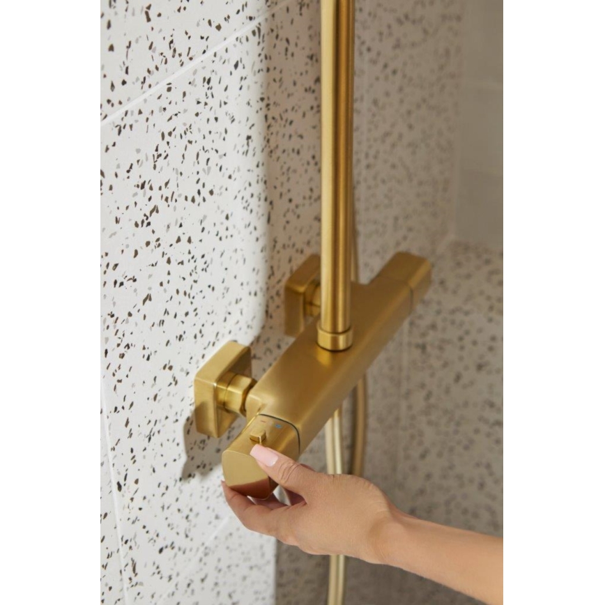 KFA Armatura 5756-910-31 - Doucheset met thermostatische mengkraan MALAGA, geborsteld goud
