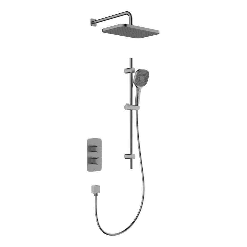 KFA Armatura 5759-301-61 - Doucheset met thermostatische inbouwmengkraan MALAGA, metallic grijs