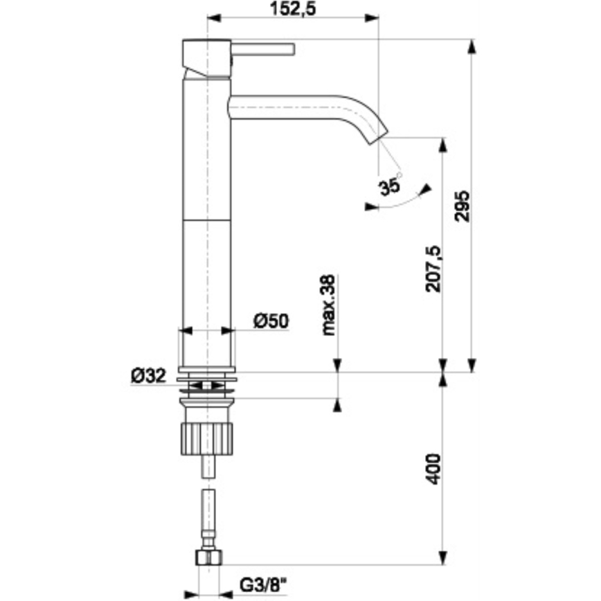 KFA Armatura 5822-612-81 - Kraan voor wastafel NEDA 29,5 cm messing/mat zwart
