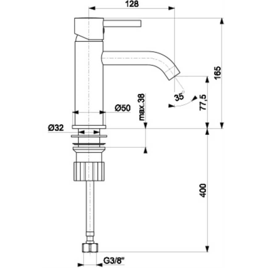 KFA Armatura 5822-815-81 - Kraan voor wastafel + afval NEDA 16,5 cm messing/mat zwart