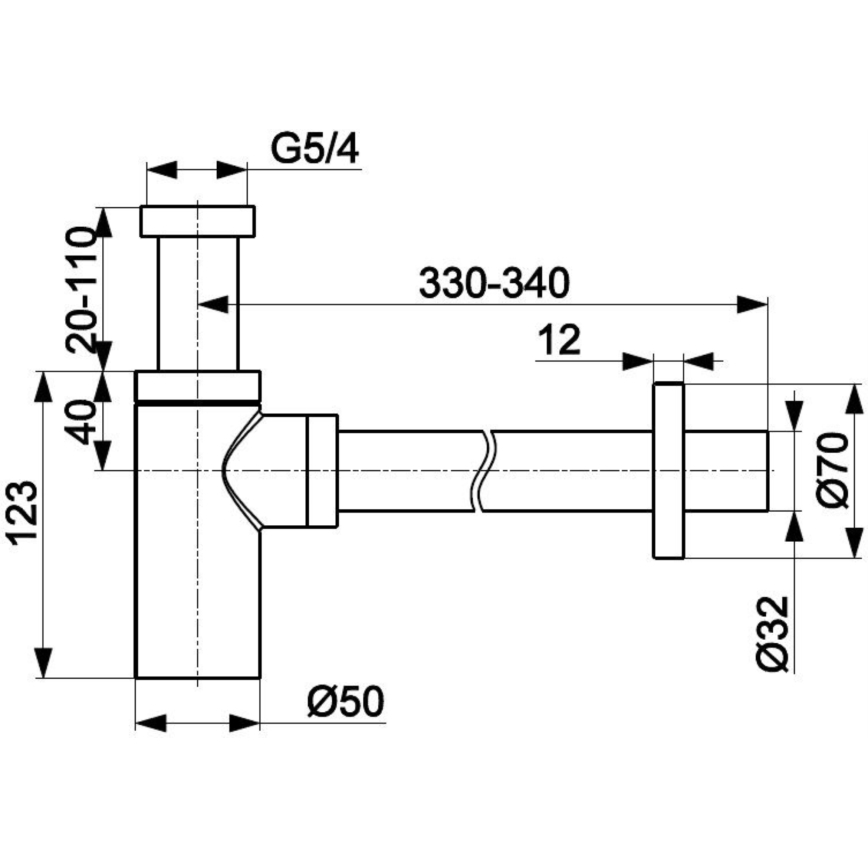 KFA Armatura 600-003-00 - Ronde gootsteensifon glanzend chroom