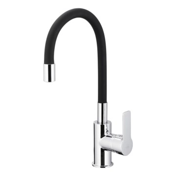 KFA Armatura 6553-915-00 - Kraan voor gootsteen met flexibele arm RUMBA 40,5 cm zwart/glanzend chroom